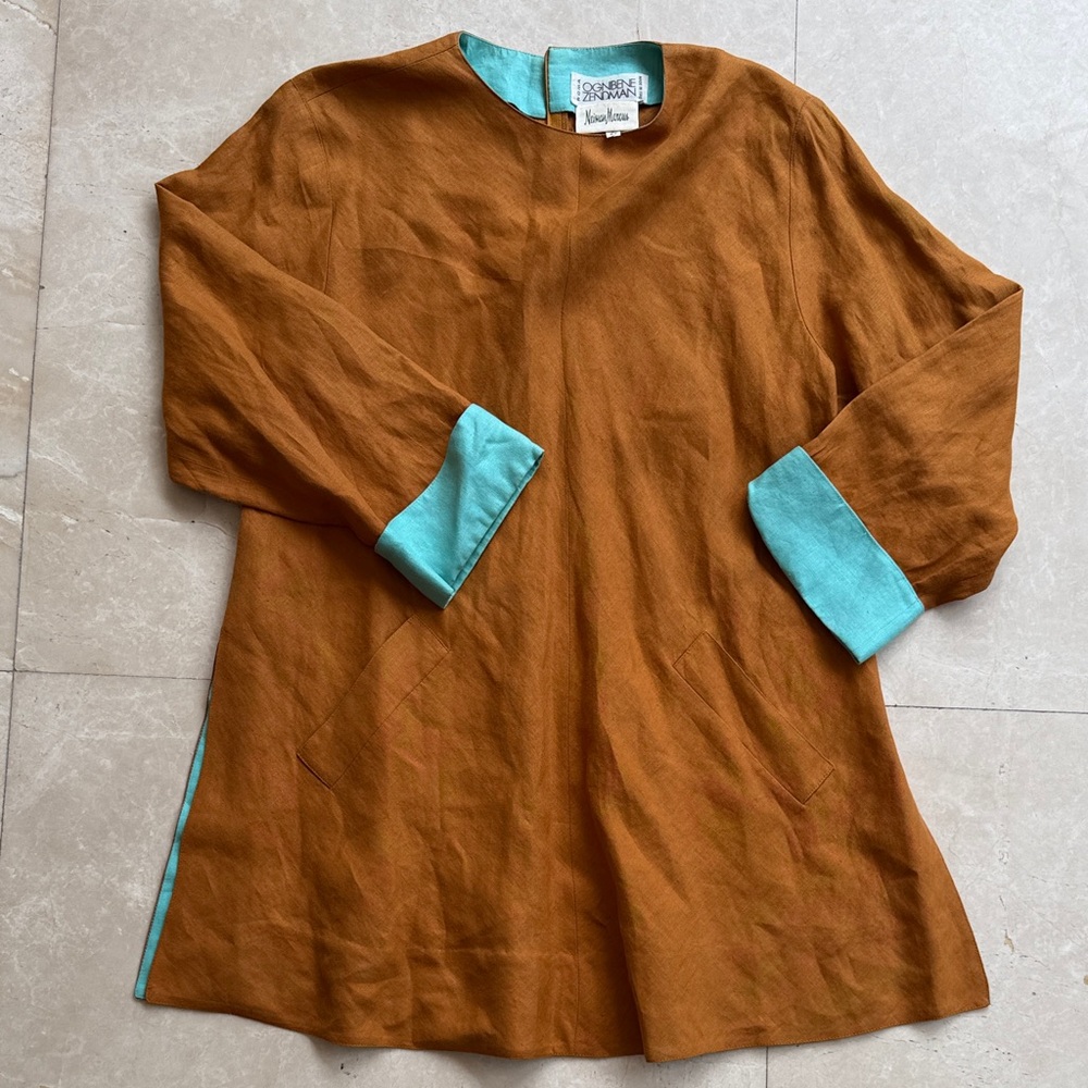 Vintage Ognibene Zendnan - Copper Tunic with Aqua Trim